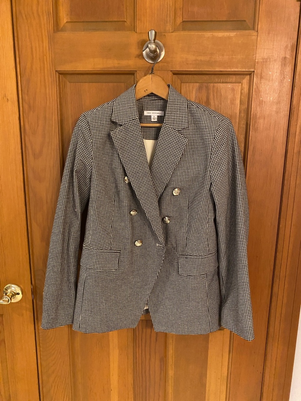 Free Assembly Black & White Houndstooth Blazer Small